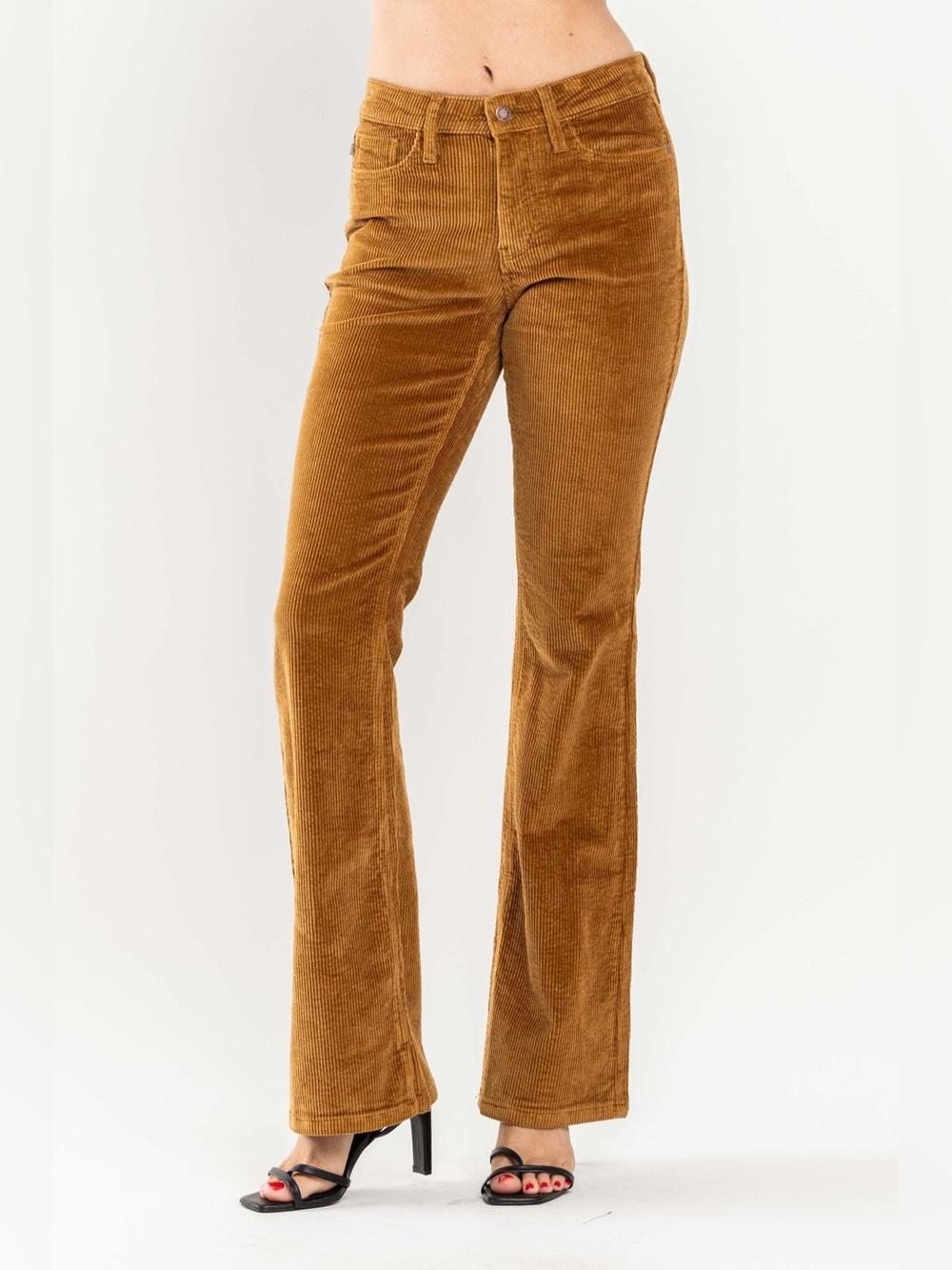Judy Blue Midrise Overdyed Corduroy Bootcut Pants, NWT size 3, camel color